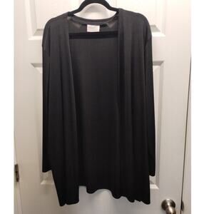 Kathie Lee Plus Size 22/24W Black Open Front Slinky Travel Packable Cardigan